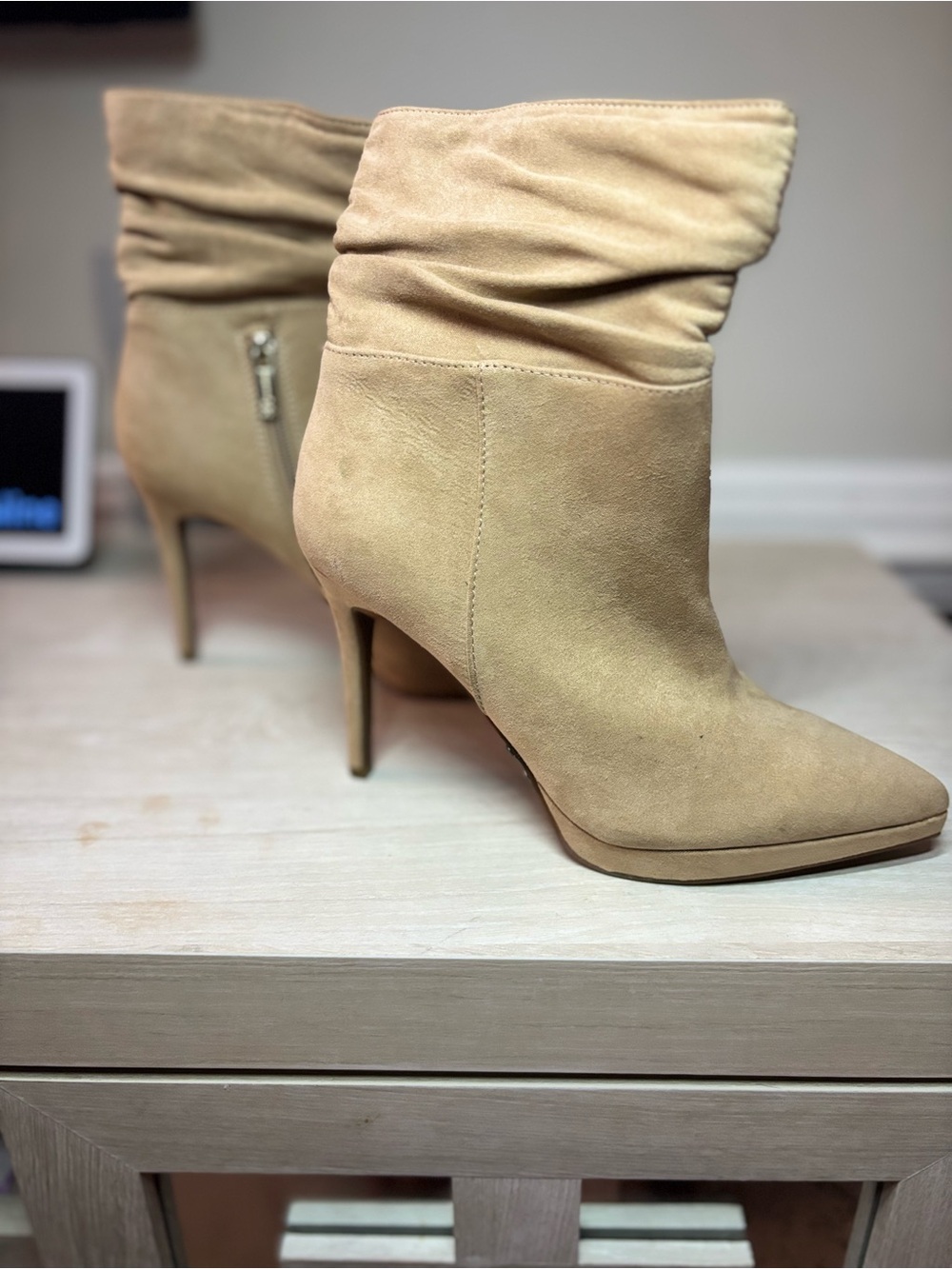 Jessica Simpson Tan Suede Slouch Ankle Boots
